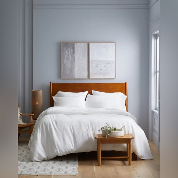 Quince European Linen Duvet Cover Set White Size Twin - Picture 8 of 14